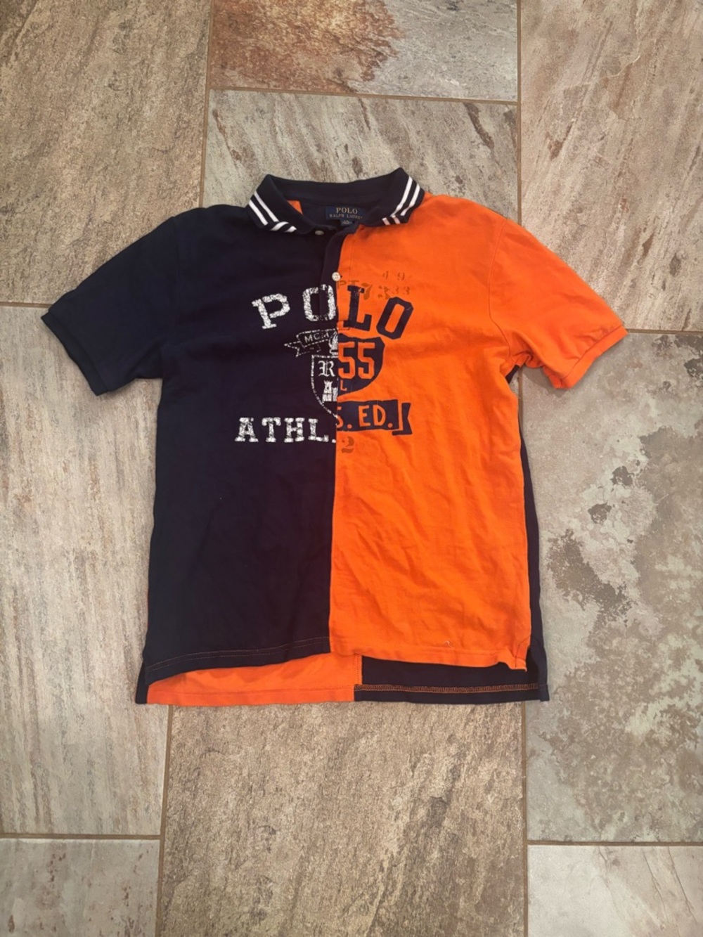 Polo by Ralph Lauren Kids Navy and Orange Split-Panel Polo Shirt